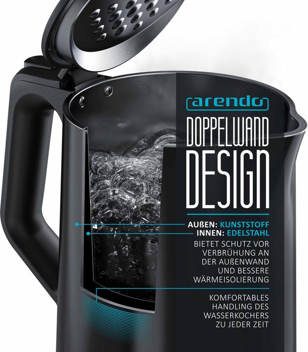 Image du produit Arendo Bouilloire, Bouilloire en acier inoxydable avec écran et sélection de la température AESTHET 1,5L (1.50 l)
