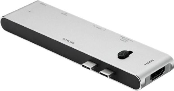 Actual product image Deltaco USB-C Docking Station USBC-HDMI21 2xUSB-C,2xUSB-A,(mic)SD,HDMI (USB-C, 7 Ports)