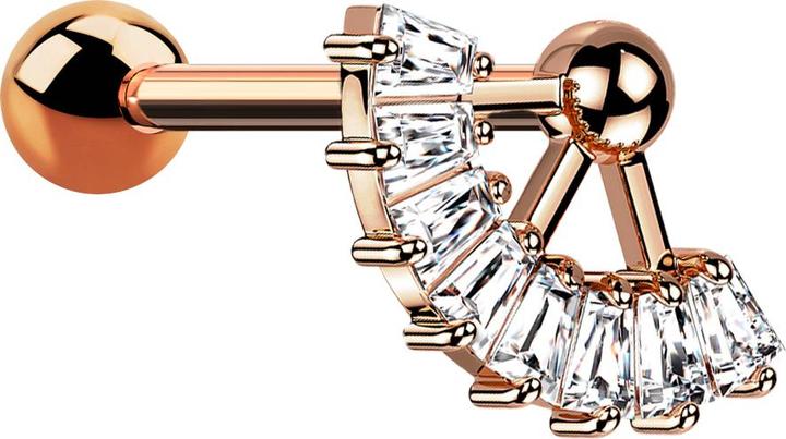 Immagine prodotto Star Piercing Micro Barbell rosegold mit Kugel und Kugel Fächer Kristalle (Ottone, Acciaio chirurgico 316L)
