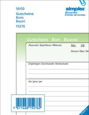 Simplex Bons d'achat trilingues A6 (100 x)