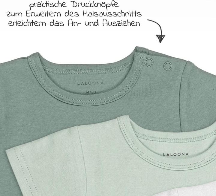 Image du produit La Loona LaLoona Body bébé manches courtes OEKO-TEX® pack de 6 - vert sauge gris (74, 80)