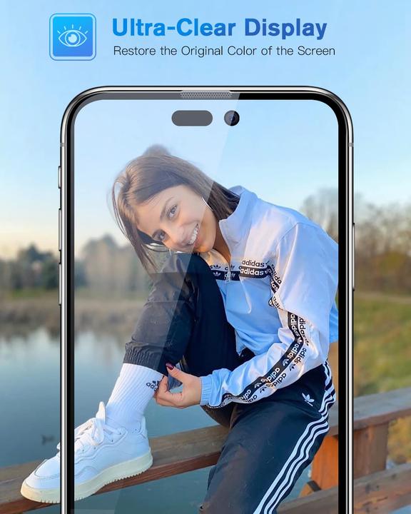 Actual product image PhoneLook Fully protective glass with automatic mounting system against bubbles and dust 3D (1 Piece, Apple iPhone 15 Plus)