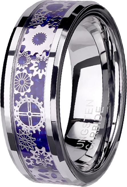 Star Piercing Ring silber blaues Carbon mit Steam Punk