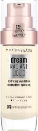 Immagine prodotto Maybelline New York Maybelline Dream Radiant Liquid Hydrating Foundation with Hyaluronic Acid and Collagen 02 Fair Beige (02 Beige chiaro)