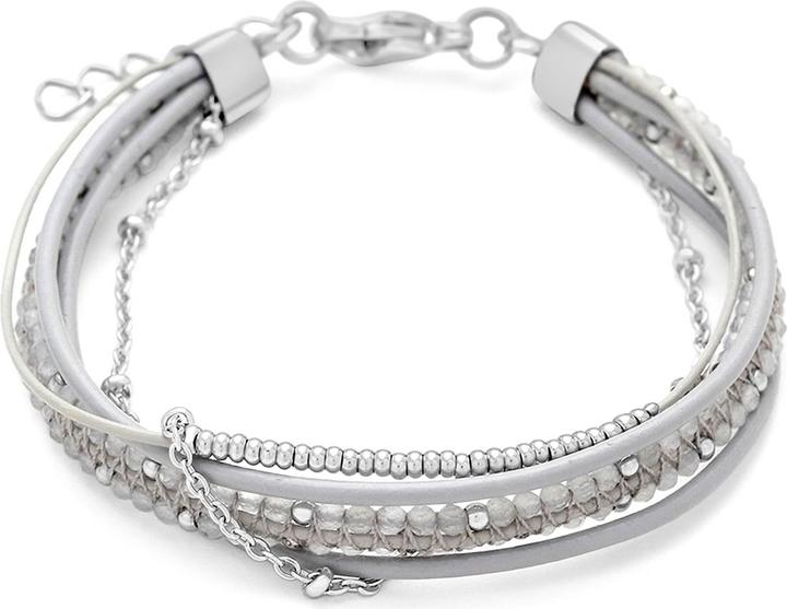 Leyda Armband Leder Edelstein mit Edelstahl (19.50 cm, Stein, Leder, Edelstahl)