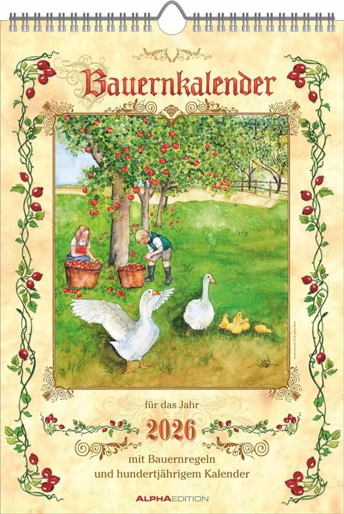 Produktbild Alpha Edition Bauernkalender 2026 - Bildkalender 23,7x34 cm - mit Wetterprognosen, Bauernregeln und liebevollen (Deutsch)
