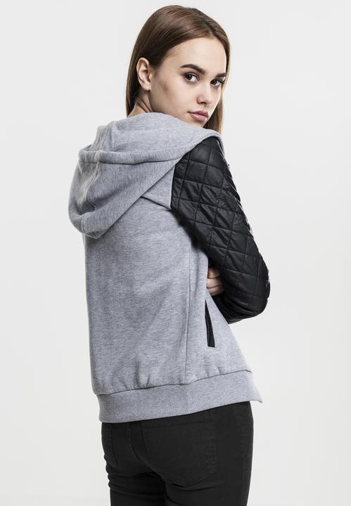 Immagine prodotto Urban Classics Ladies Diamond Leather Imitation Sleeve Zip Hoody (M)