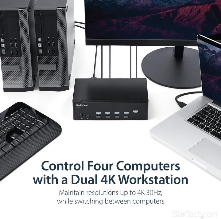 Actual product image StarTech KVM Switch HDMI 4 Port - 4K 30 Hz - KVM Extender for HDMI - KVM HDMI Switcher