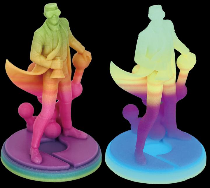 Immagine prodotto Polymaker PA09001 Filamento luminoso PLA fotoluminescente 1,75 mm 1000g arcobaleno luminoso PolyLite™ 1pc. (PLA, 1.75 mm, 1000 g, Multicolore)