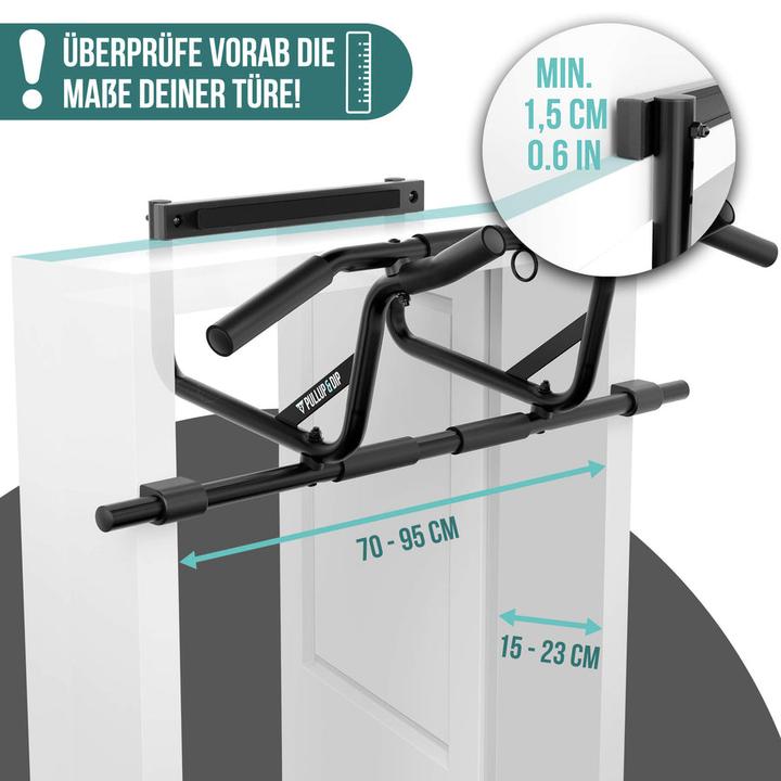 Produktbild Pullup & Dip Klimmzugstange Tr zum Einhngen im Trrahmen ohne Abrutschen, inkl. Klimmzug Band