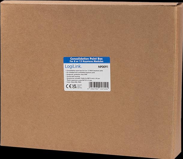 Produktbild LogiLink NP0091 - Konsolidierungspunkt-Gehäuse CP für 8 oder 12 Keystone (0.20 m)
