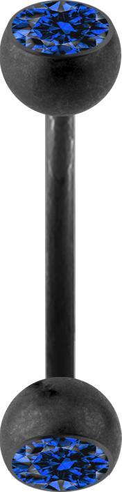 Produktbild Star Piercing Micro Banane schwarz matt mit zwei Kristallkugeln dunkelblau (ohne Messing)