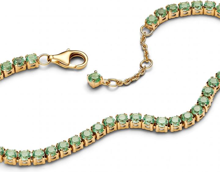 Actual product image Pandora Sparkling Green Tennis Bracelet (18 cm, Metal, Gold plated)