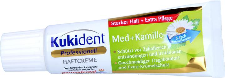 Productafbeelding Kukident Kleefcrème Med + Kamille extra sterke fixatie, 40 g crème