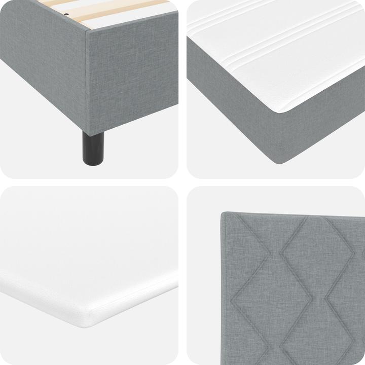 Actual product image VidaXL LED box spring bed with mattress light grey 160x200 cm fabric (160 x 200 cm, Spring core)