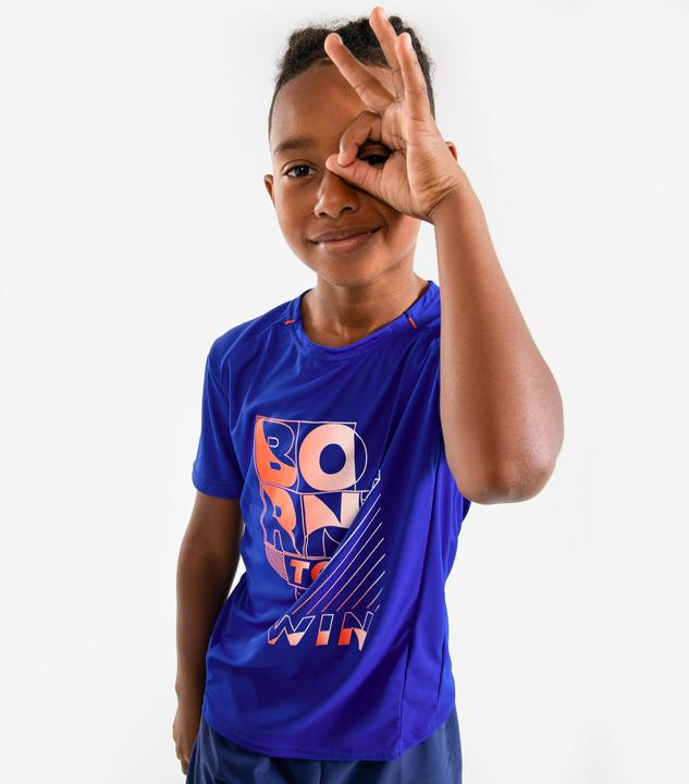 Kiprun Laufshirt kurzarm Kinder atmungsaktiv - 500 Dry+ blau/rot (122)