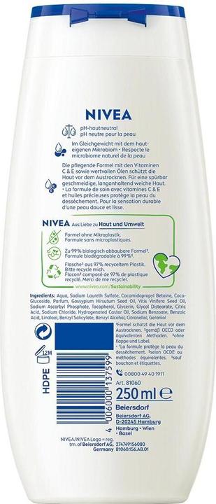 Actual product image NIVEA Pflegedusche Cashmere & Cotton Seed Oil (250 ml)