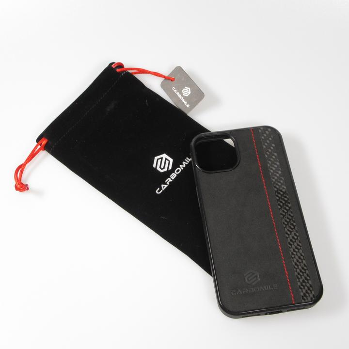Image du produit Carbomile Coque alcantara et carbone avec surpiqûres rouges (compatible MagSafe) (Apple iPhone 14 Plus)