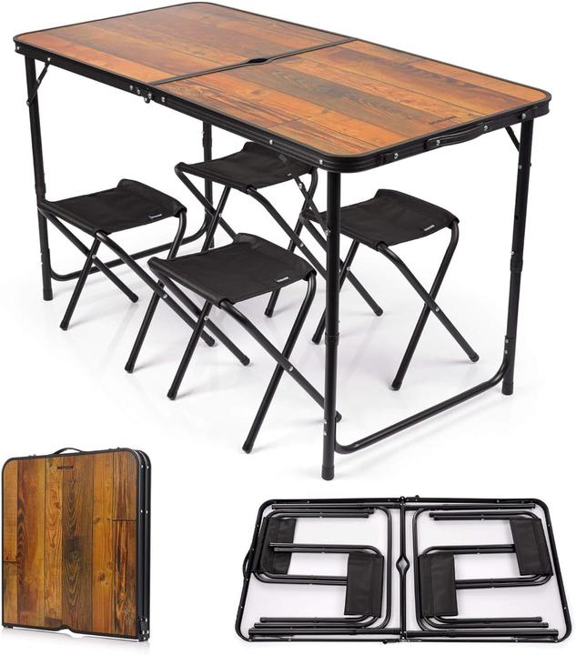 Produktbild Ty Höhenverstellbarer Campingtisch-Set klappbar mit 4 Klappstühlen
