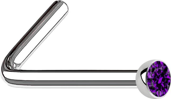 Star Piercing Nasenstecker gewinkelt silber mit Kristall violett (Chirurgenstahl 316L, ohne Messing)