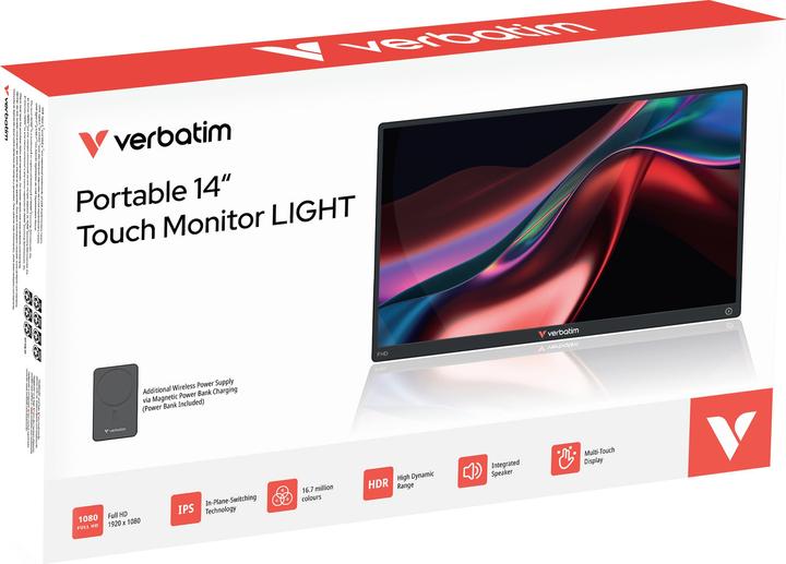 Produktbild Verbatim Portable Touch Monitor 14" Wireless inkl. Powerbank (1920 x 1080 Pixel, 14")