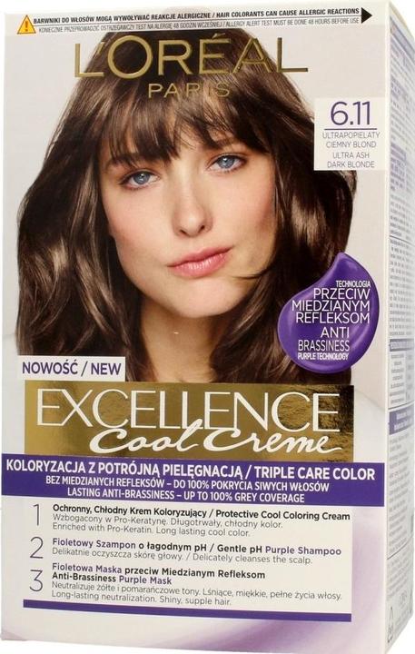 Immagine prodotto L'Oréal Paris L'Oreal Professionnel Loreal Excellence Cool Creme Colour cream 6.11 Ultra Ashen Dark Blond 1op. (6.11 Biondo scuro ultra cenere)