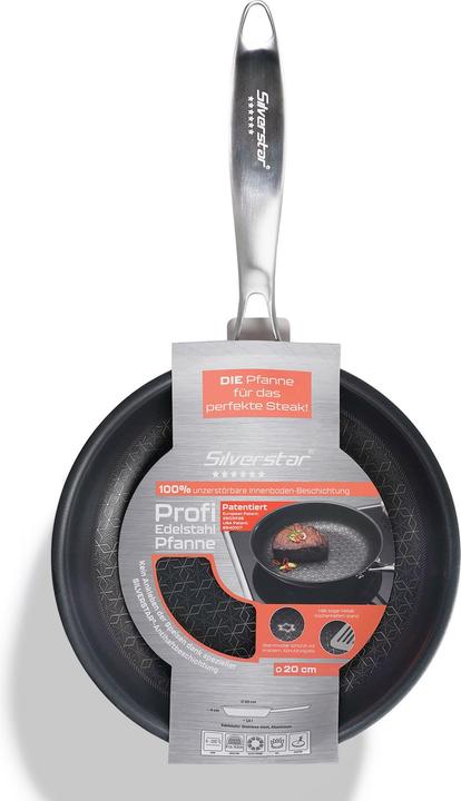 Actual product image Silverstar Stainless steel pan 20 cm with non-stick coating for induction and oven (20 cm, Pan set + pot set, Stainless steel)