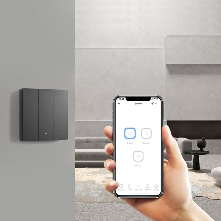 Image du produit Sonoff Smart 3-Channel Wi-Fi Wall Switch Black (M5-3C-80)