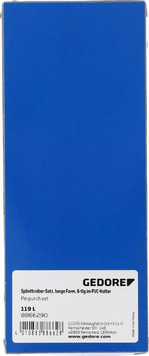 Actual product image Gedore 119 L Pin punch set, long form, 6 pieces in PVC holder
