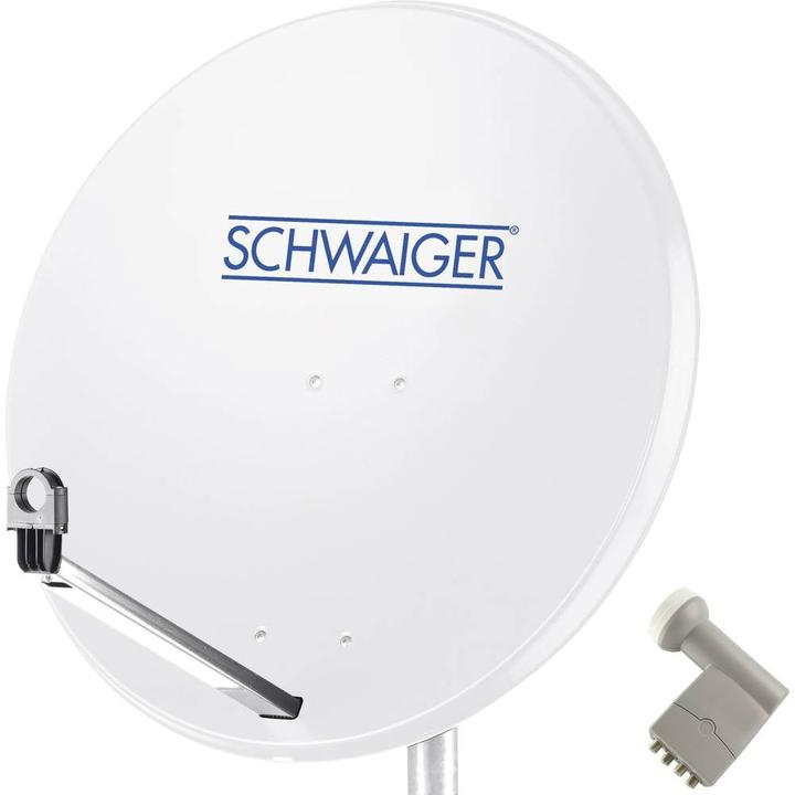 Produktbild Schwaiger SAT Anlage 80 cm 4 Teilnehmer Quad-LNB (mit Switch) Hellgrau (Parabolantenne, DVB-S / -S2)