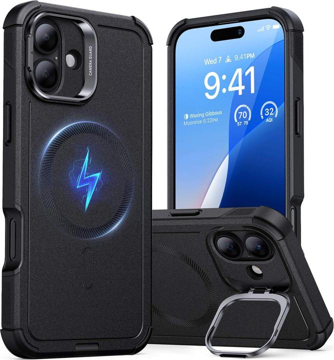 Actual product image ESR Cyber Armor HaloLock Case with Stash Stand (Apple iPhone 16)