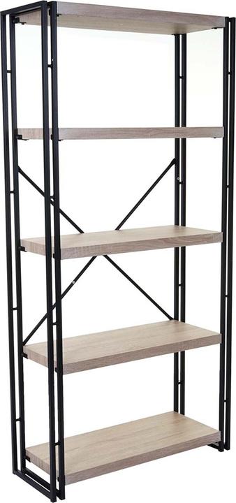 Immagine prodotto Swisshandel24 Libreria, scaffale in piedi, scaffale da salotto, 165x80cm Struttura 3D a 5 livelli - aspetto rovere (165 x 80 x 30 cm)