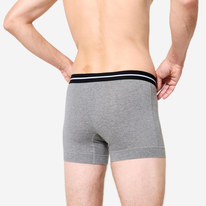Produktbild Domyos Sport-Boxershorts Herren hoher Baumwollanteil 2er-Pack - grün/grau (L, 2er Pack)
