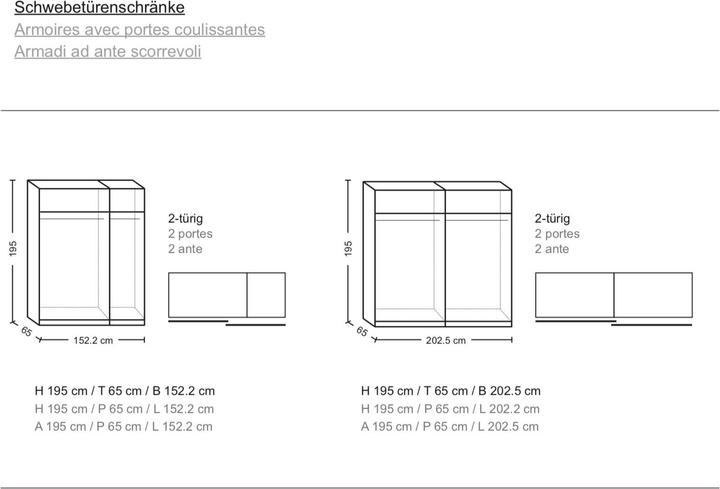 Produktbild Jutzler Schwebetürenschrank Cremeweiss 202.5 x 195