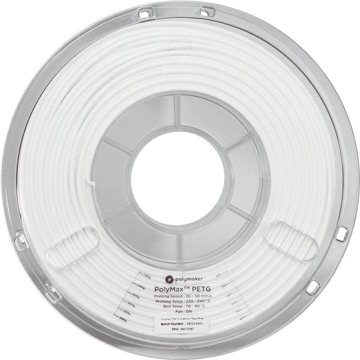 Actual product image Polymaker PB02004 PolyMAX Tough Filament PETG high rigidity, heat resistant (PETG, 2.85 mm, 750 g, White)