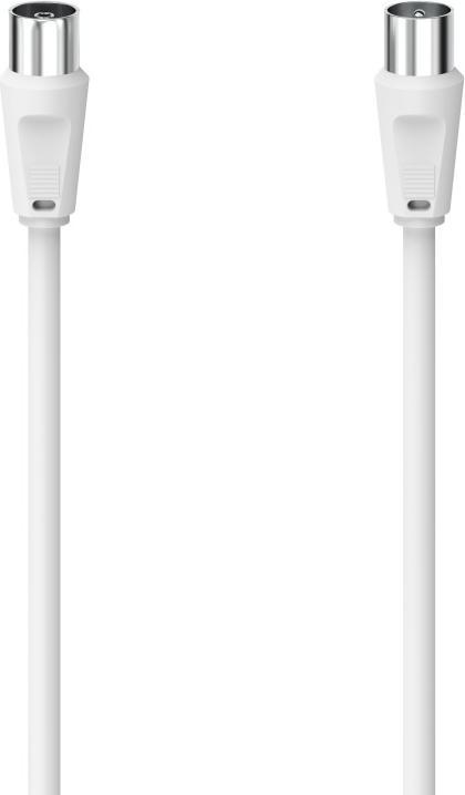 Produktbild Hama Antennen-Kabel, Koax-Stecker - Koax-Kupplung, 7,5 m, 75 dB, Weiss (75 dB, Antennenkabel)
