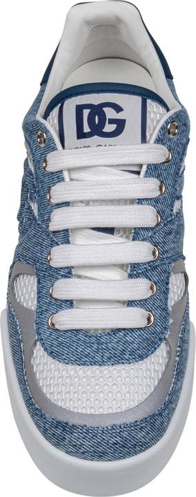 Actual product image Dolce & Gabbana portofino strobel light sneakers in technical mesh denime white and jeans (45)