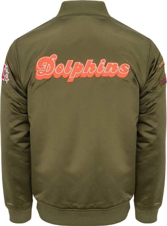 Immagine prodotto Mitchell & Ness Bomber in raso M&N - PATCHES Miami Dolphins oliva - L (L)
