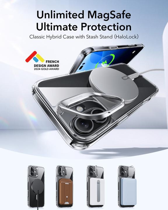 Actual product image ESR Classic Hybrid HaloLock Case mit Stash Stand (Apple iPhone 16)