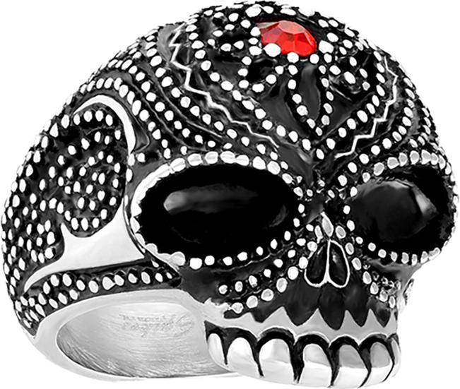 Star Piercing Ring silber Perlenschädel mir Kristall