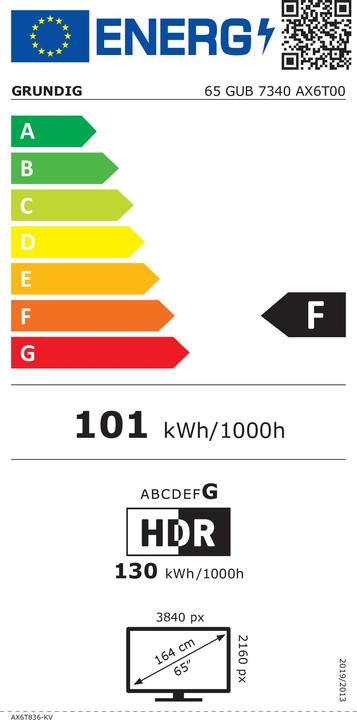 Label énergétique Grundig 65GUB7340 (65", LED, 4K)