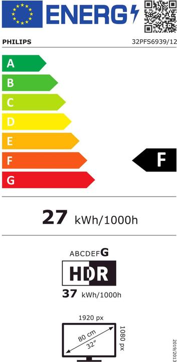 Etichetta energetica Philips 32PFS6939/12 (32", LED, Full HD, 2024)