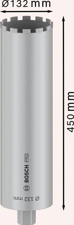 Actual product image Bosch Professional Zubehör PRO Core Cutter wet, 132 x 450 mm, 1 1/4-inch UNC (132 millimetres)