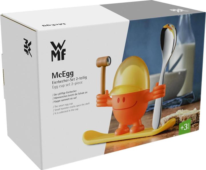 Produktbild WMF Eierbecher mit Löffel lustiger Eierbecher Kinder Kunststoff McEgg orange (1 x)