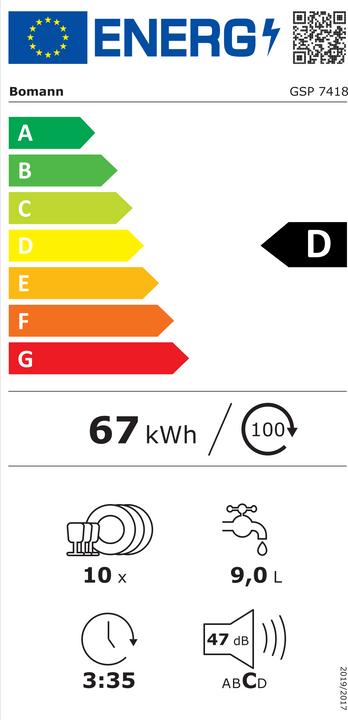 Label énergétique Bomann BOM GSP 7418