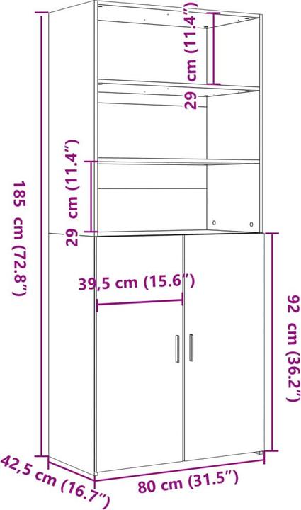 Actual product image VidaXL Highboard (80 x 42.5 x 185 cm)