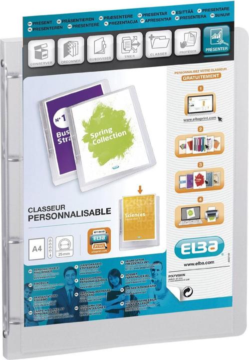 Actual product image Elba Oxford plastic ring binder polyvision DIN A4 4 ring mechanism 3 cm wide presentation folder ring-bu (A4, 30 mm, 1 Piece)