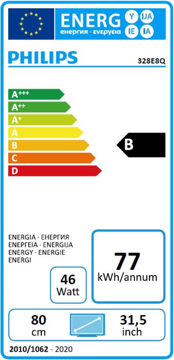 Energy Label Philips E-line 328E8QJAB5/00 (1920 x 1080 pixels, 31.50")