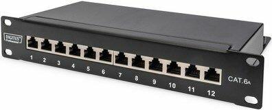Image du produit Digitus Panneau de brassage CAT 6A, blindé, 12 ports, 1HE, 10", gris