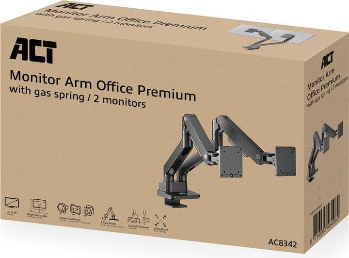 Produktbild Dual monitor arm office premium, with gas spring (Tisch, 32")